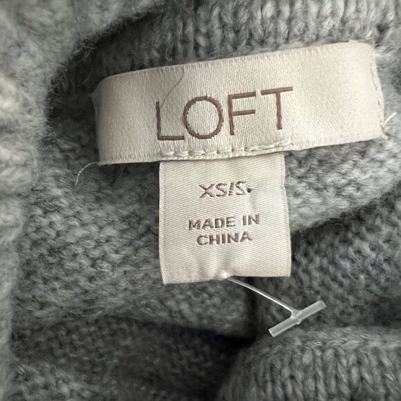 LOFT Womens Gray Striped Turtleneck Poncho Sweater Short Sleeves size XS Small - Picture 13 of 16